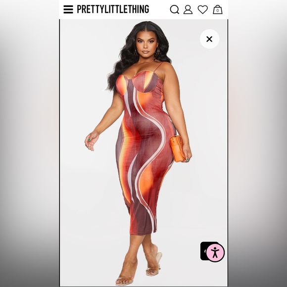 PrettyLittleThing Dresses & Skirts - Plus Brown Ombre Stripe Cup Detail Midi Dress